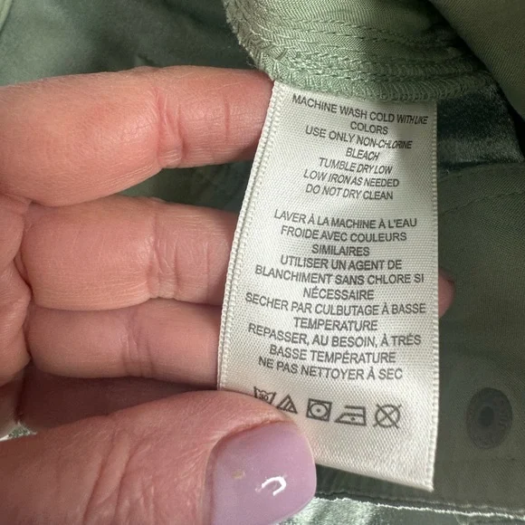 NEW Free People Ryder Pants Metallic Silver Satin Moto Crop Vegan Shiny Green 0 - Picture 11 of 13